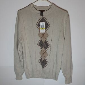 Dockers Men's Cream Argyle Crewneck Sweater